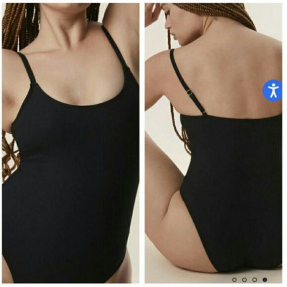 Andie Amalfi One Piece Black Scoop Neck Adjustable Straps Swim Size M New - Picture 3 of 10